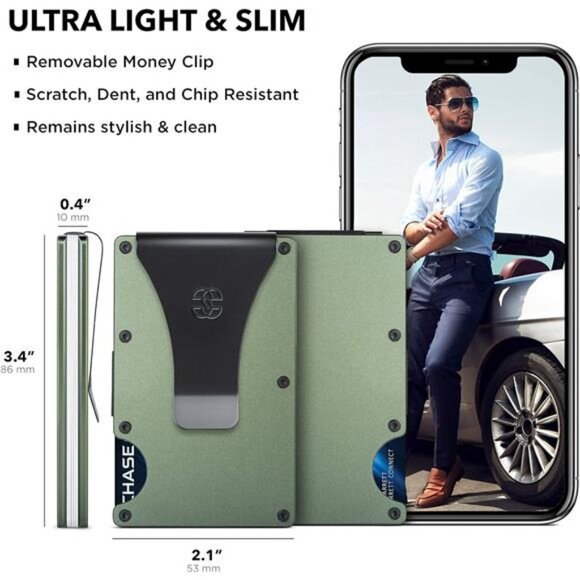 Slim Metal Wallet for Men Tactical Wallet RFID Blocking Card Holder w Money Clip - Picture 3 of 7